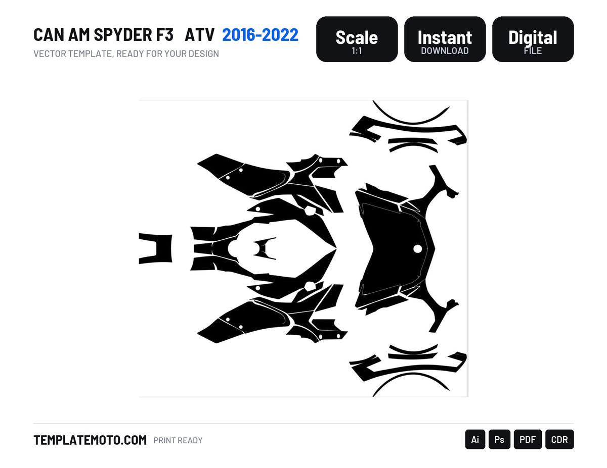 CAN AM SPYDER F3 2016-2022 ATV Graphics Template Vector