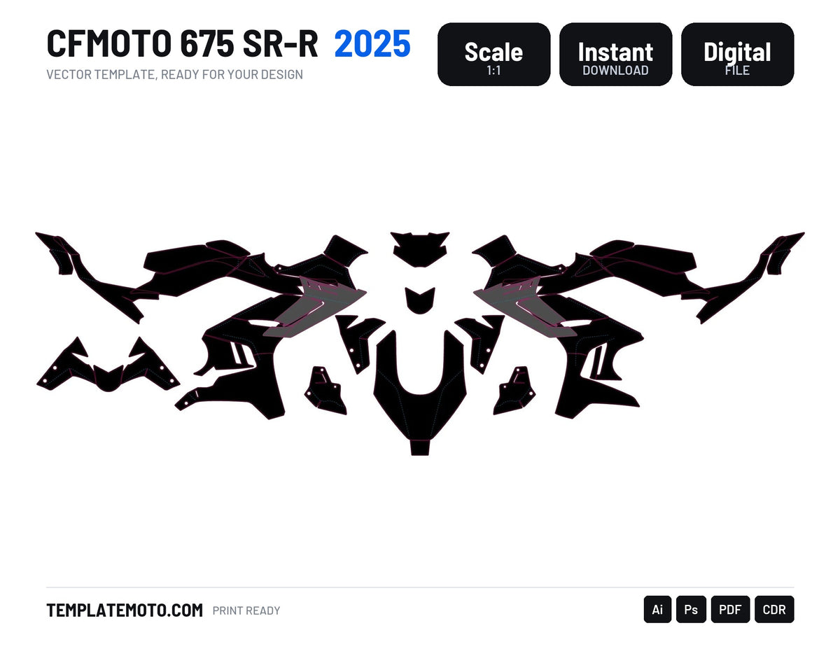 CFMoto 675 SR-R 2025 Template Graphics Vector