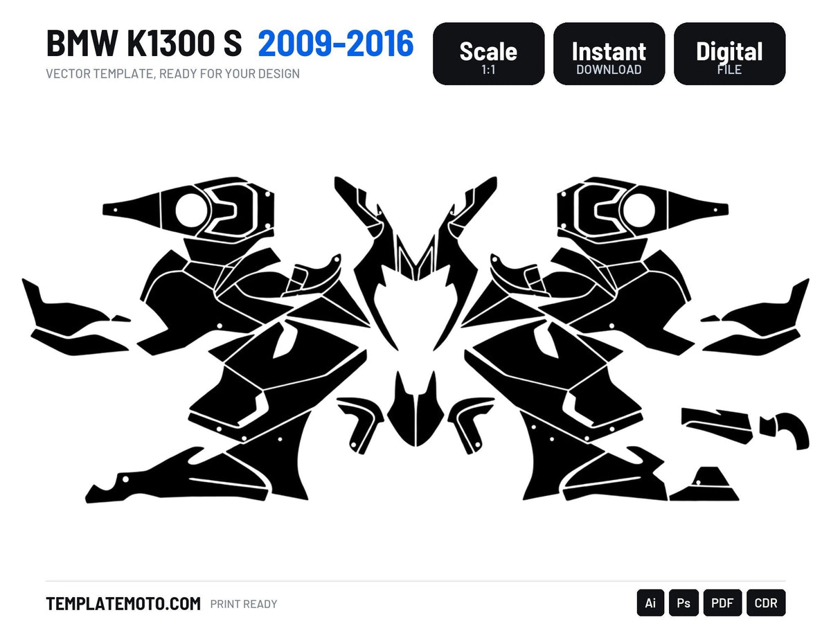 BMW K1300 S 2009-2016 Graphics Template Vector