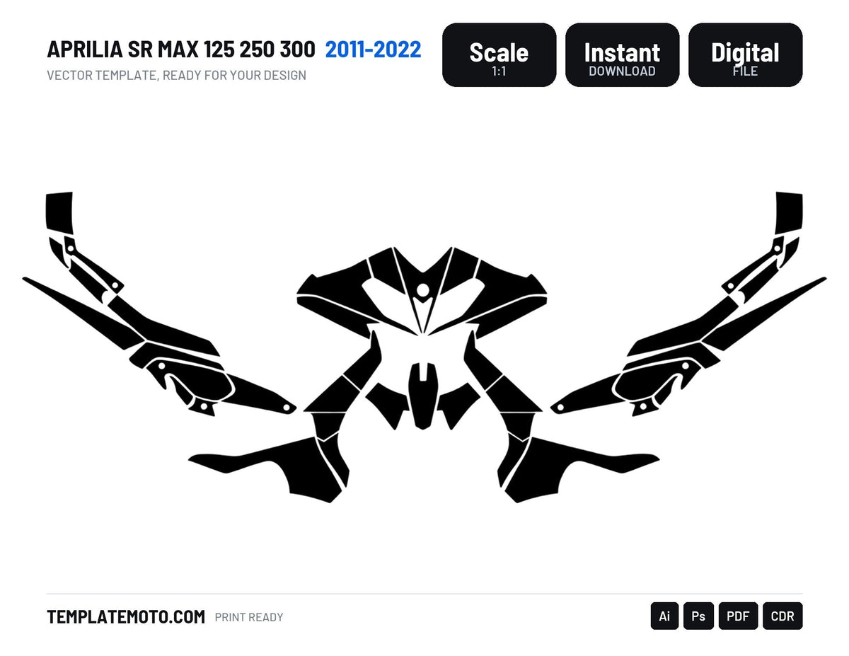 APRILIA SR MAX 125 250 300 2011-2022 Graphics Template Vector