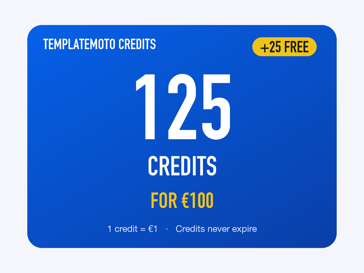 125 TemplateMoto credits for €100