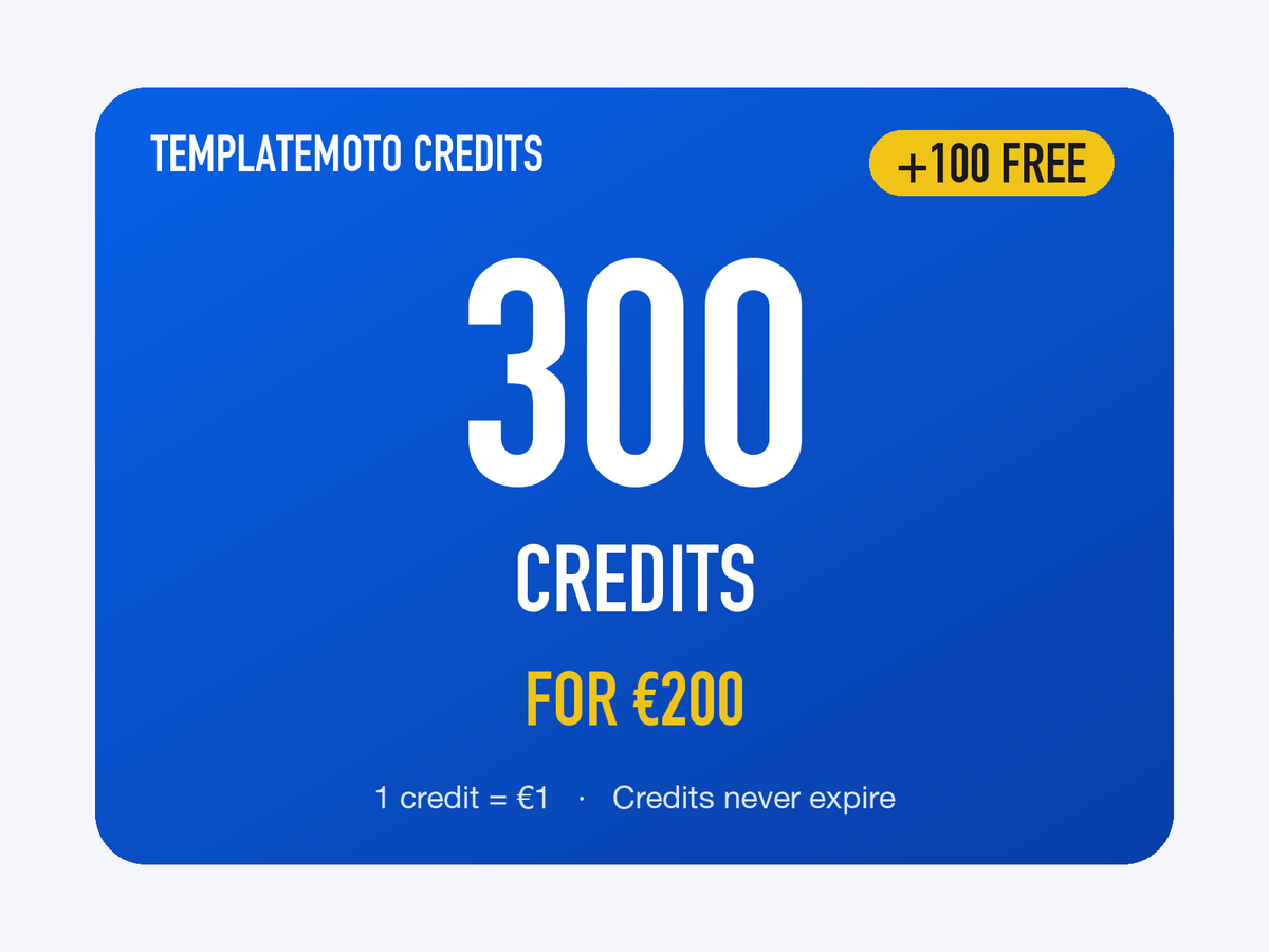 300 TemplateMoto credits for €200