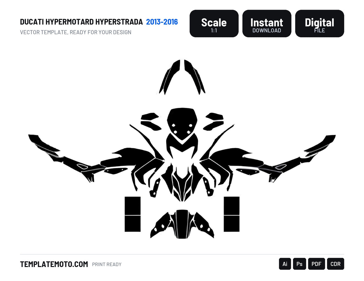 DUCATI HYPERMOTARD HYPERSTRADA (2013-2016) GRAPHICS TEMPLATE VECTOR