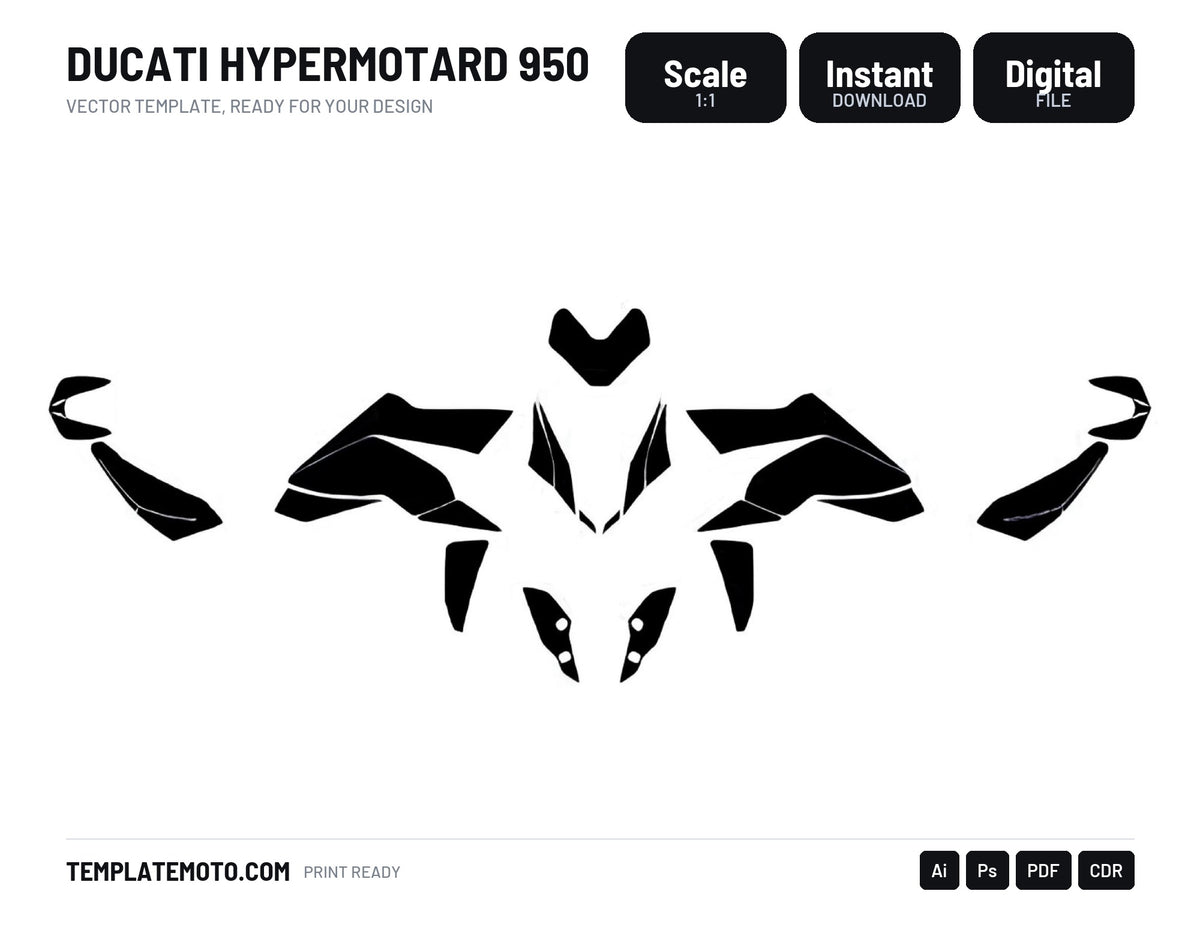 Ducati Hypermotard 950 Graphics Template Vector