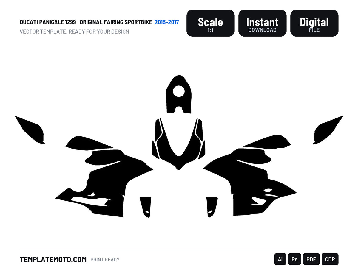 DUCATI PANIGALE 1299 2015-2017 ORIGINAL FAIRING Sportbike Template Vector