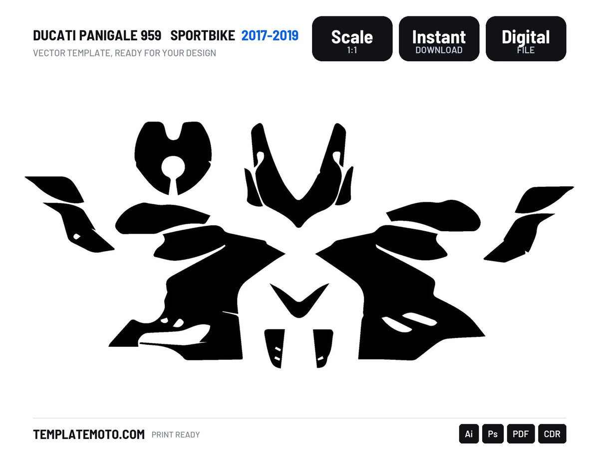 DUCATI PANIGALE 959 2017-2019 Sportbike Template Vector