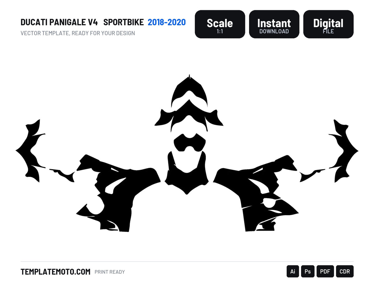 DUCATI PANIGALE V4 2018-2020 Sportbike Template Vector
