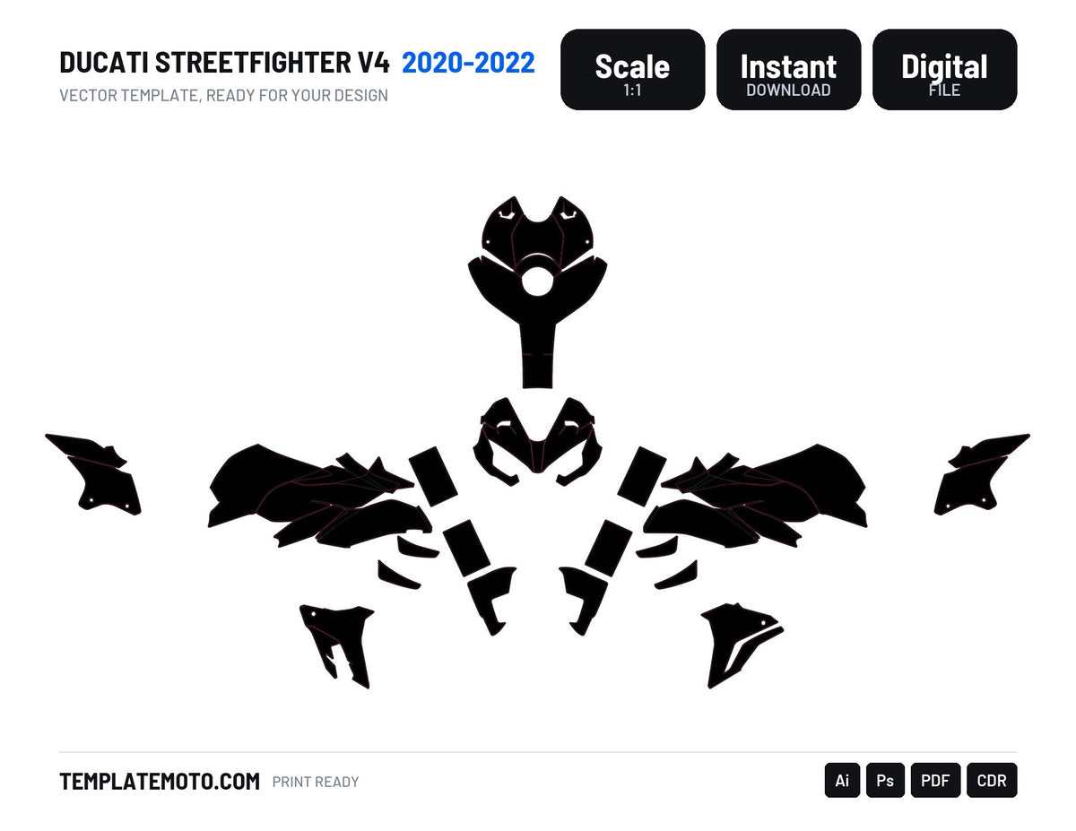 DUCATI STREETFIGHTER V4 2020-2022 Template vector graphics
