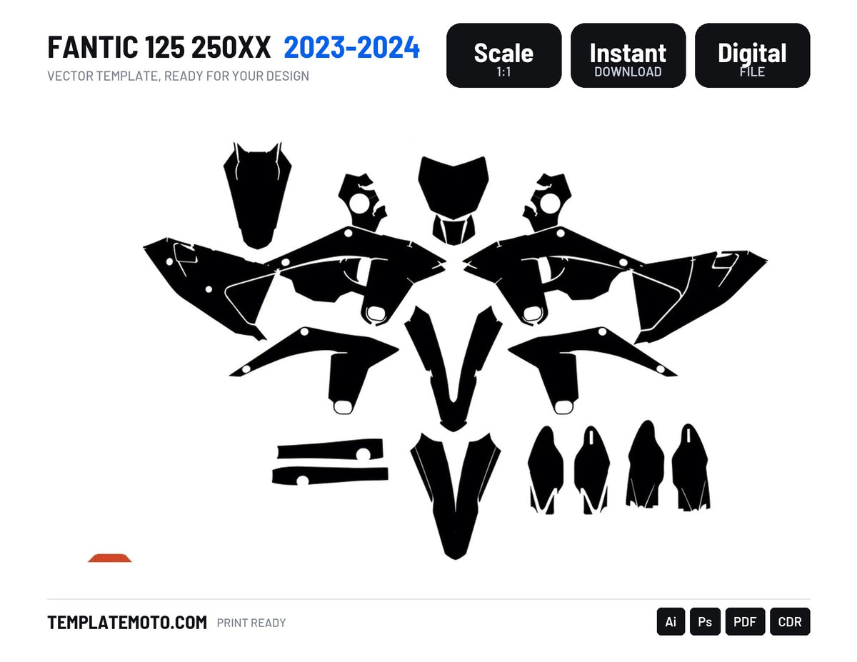 FANTIC 125 250XX 2023-2024 template vector
