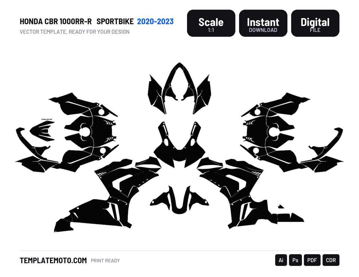 HONDA CBR 1000RR-R 2020-2023 Sportbike Template Vector