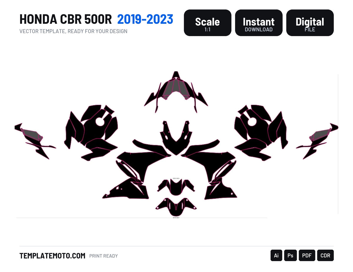 HONDA CBR 500R 2019-2023 template vector