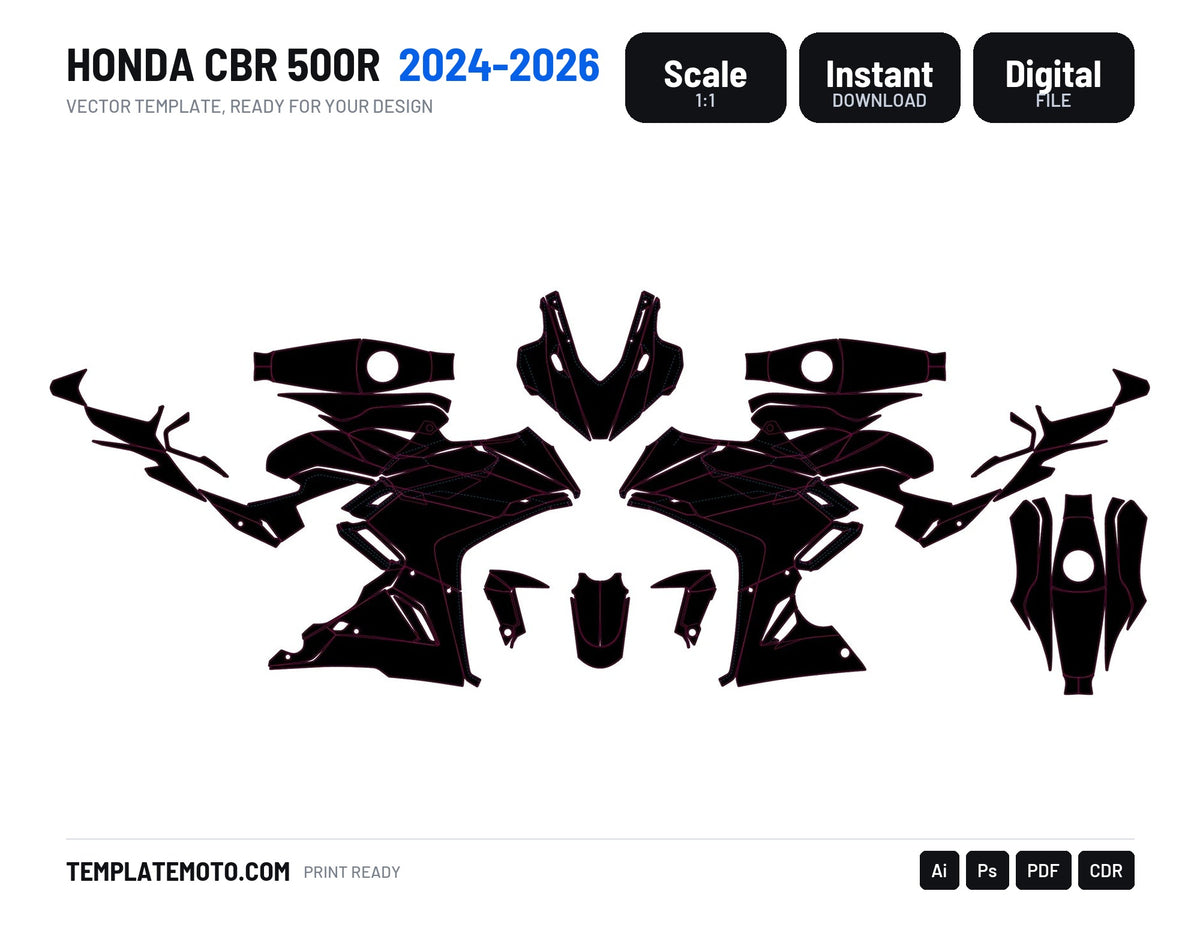 HONDA CBR 500R 2024-2026 template vector