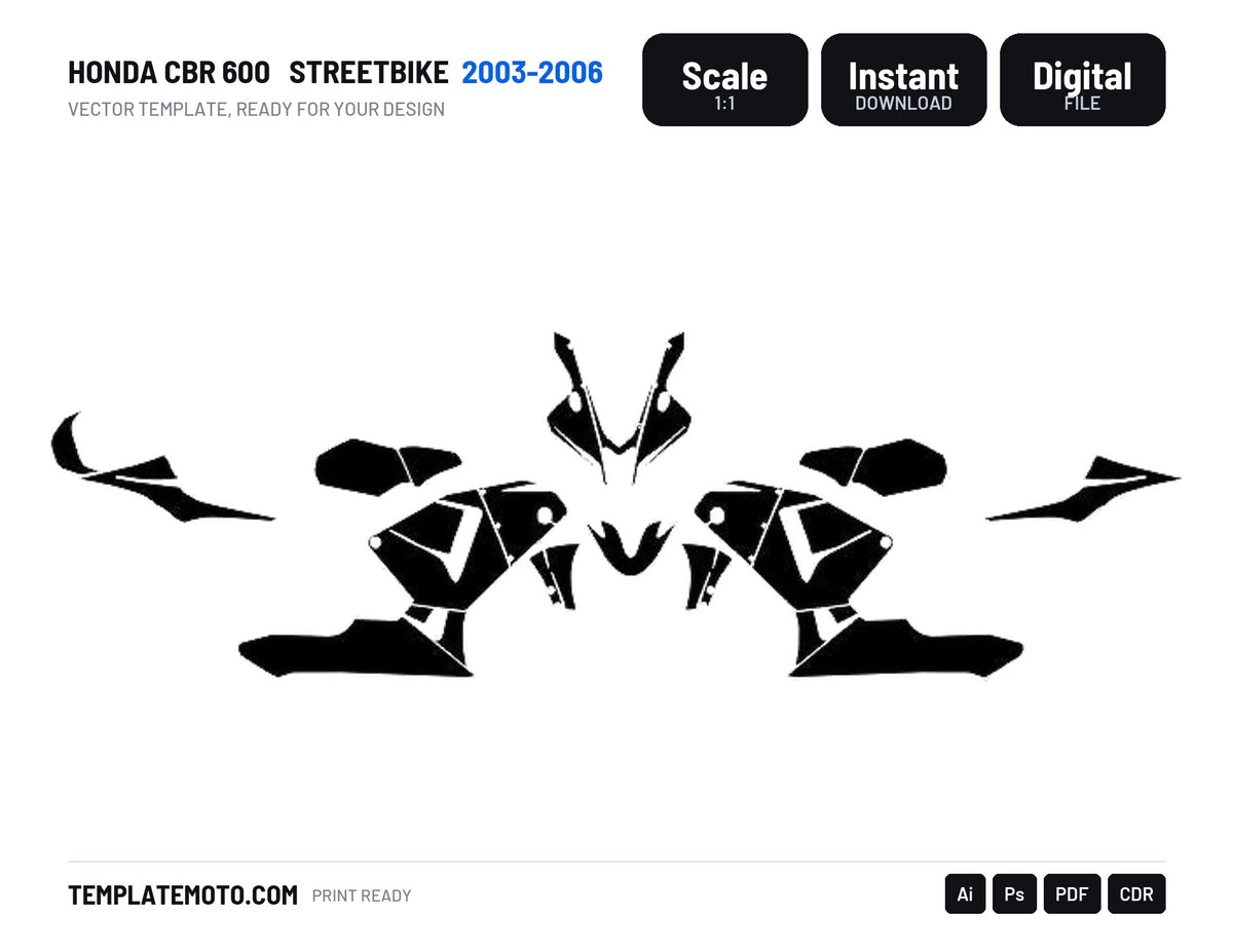 HONDA CBR 600 2003-2006 streetbike graphics template