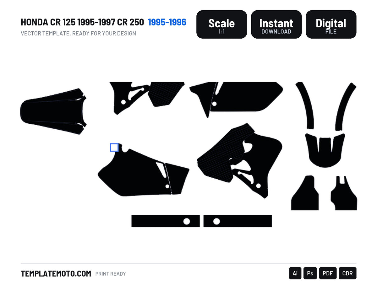 HONDA CR 125 1995-1997 CR 250 1995-1996 Graphics Template Vector