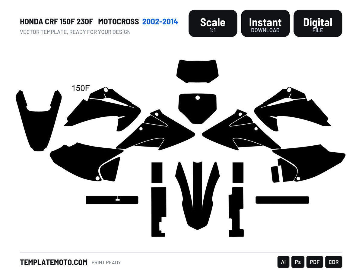 HONDA CRF 150F 230F 2002-2014 Motocross Graphics Template