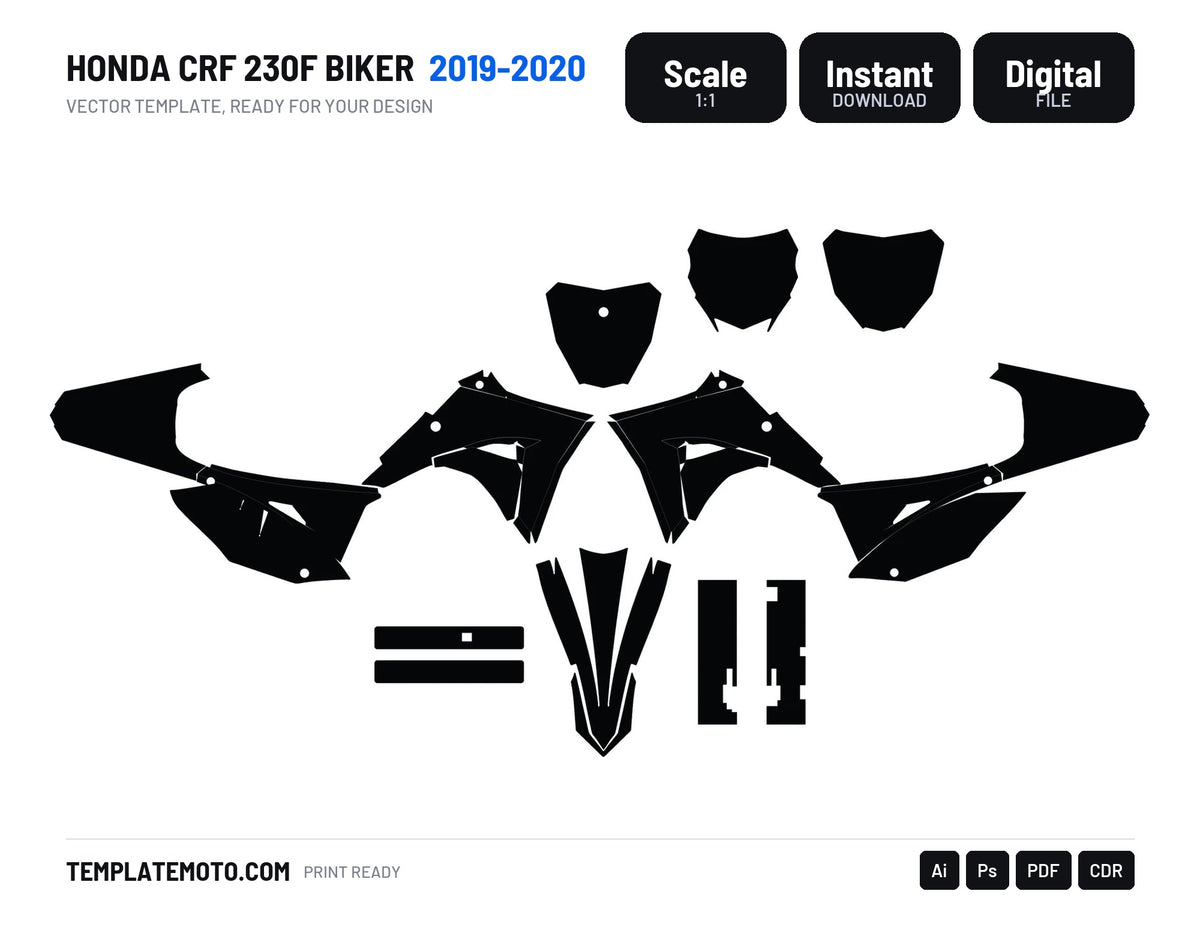 HONDA CRF 230F BIKER 2019-2020 Template vector graphics