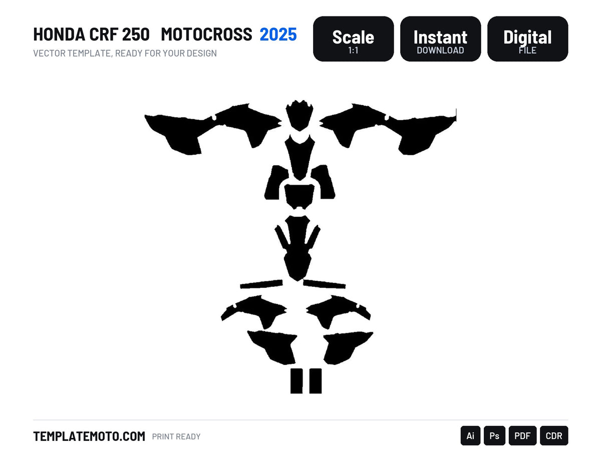 HONDA CRF 250 2025 Motocross Graphics Template Vector