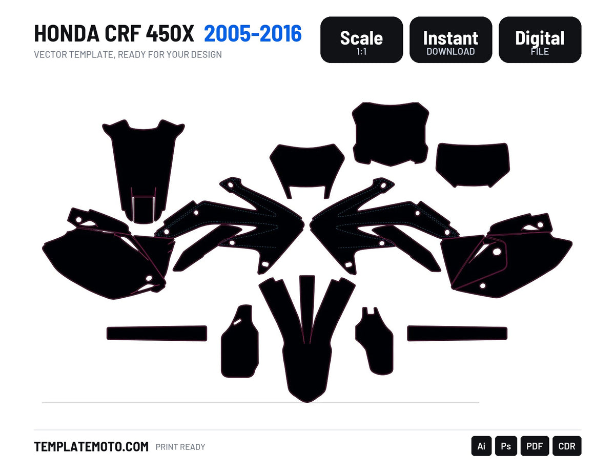 HONDA CRF 450X 2005-2016 template vector