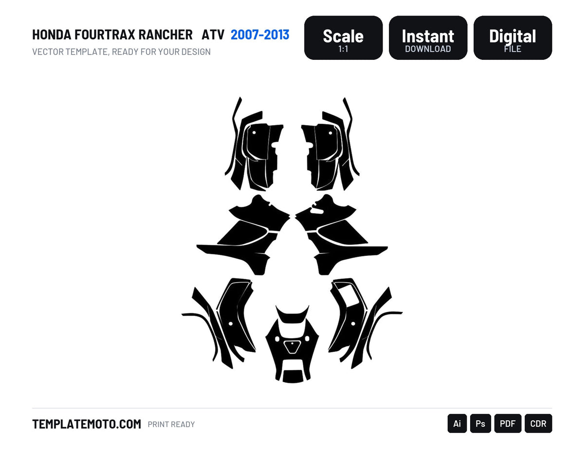 HONDA FourTrax Rancher 2007-2013 ATV Vector Graphics Template