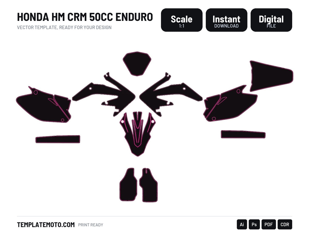HONDA HM CRM 50cc Graphics Template Vector Enduro