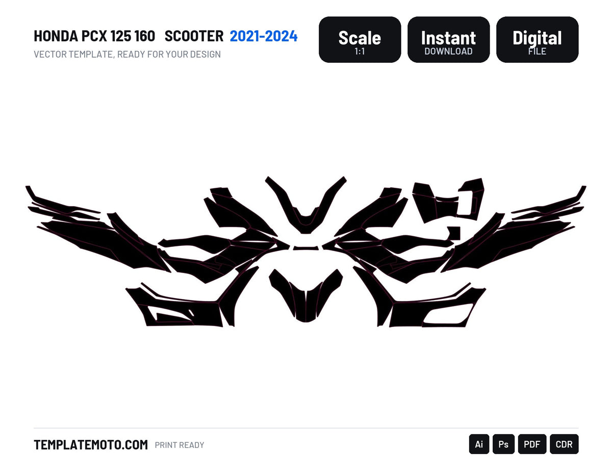 HONDA PCX 125 160 2021-2024 Scooter Template Graphics Vector