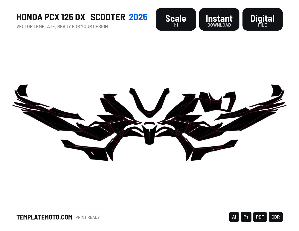 HONDA PCX 125 DX 2025 Scooter Template Graphics Vector