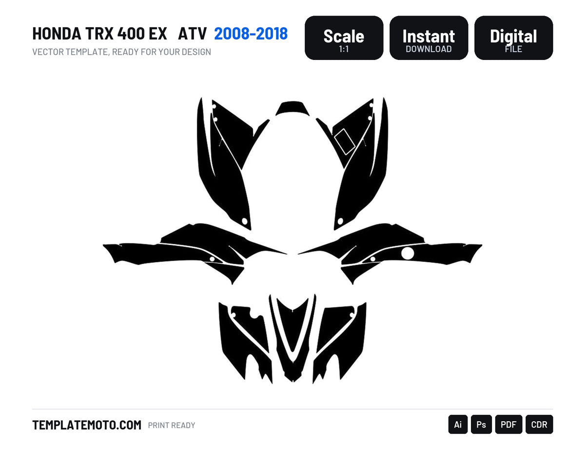 HONDA TRX 400 EX 2008-2018 ATV Vector Graphics Template