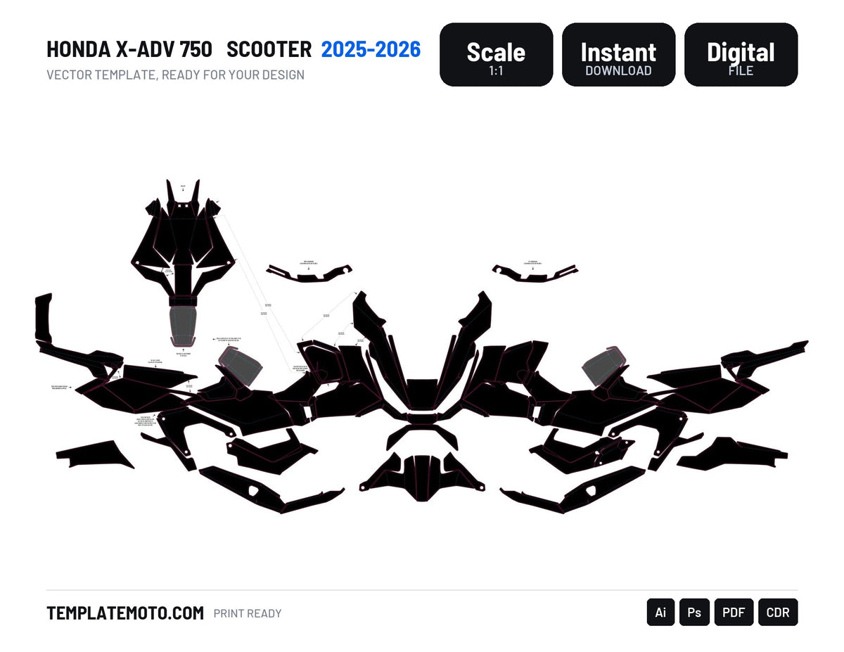 HONDA X-ADV 750 2025-2026 Scooter Template Graphics Vector