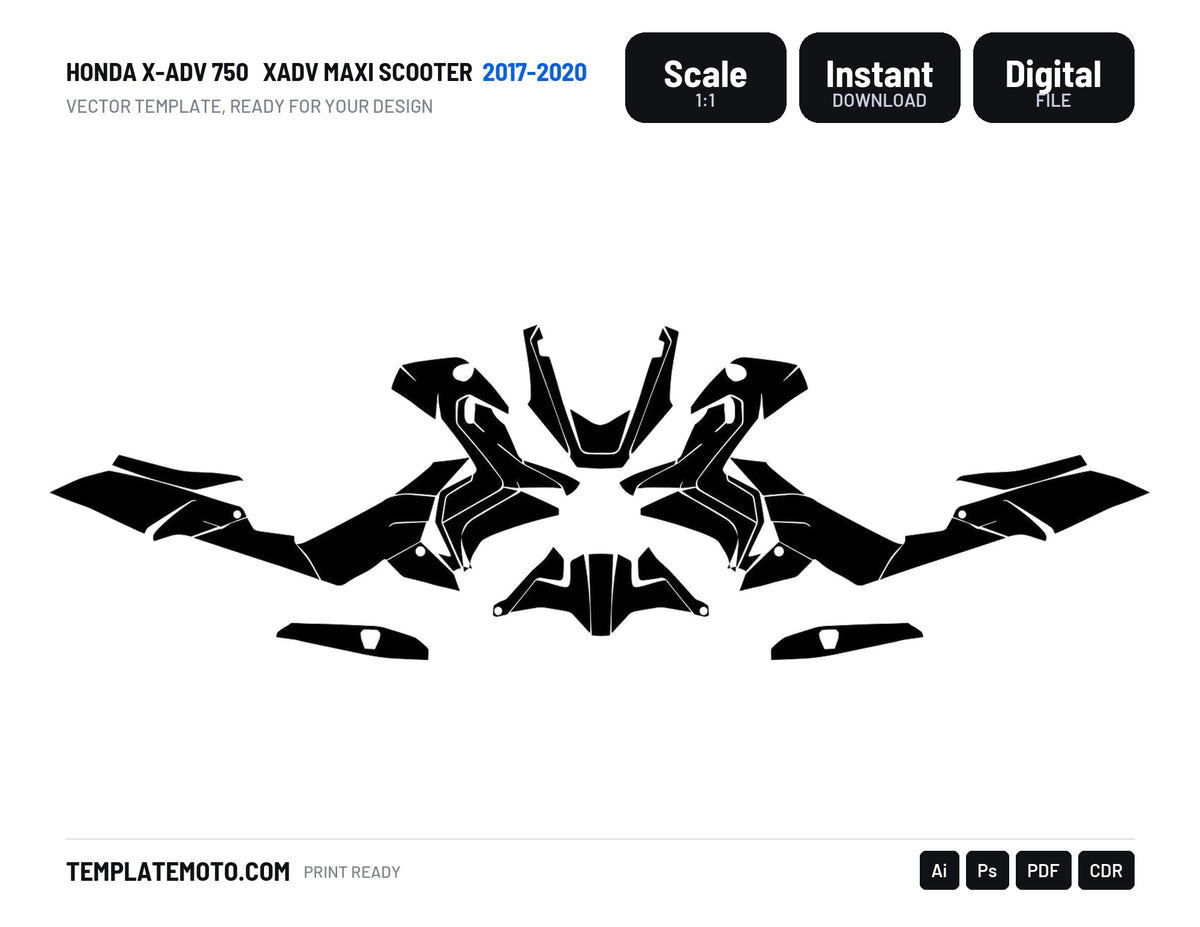 HONDA X-ADV 750 2017-2020 XADV Maxi Scooter Graphics Template Vector