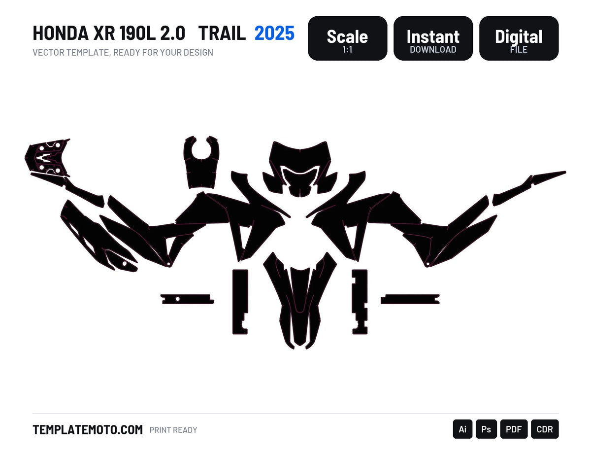 HONDA XR 190L 2.0 2025 Trail Template Graphics Vector