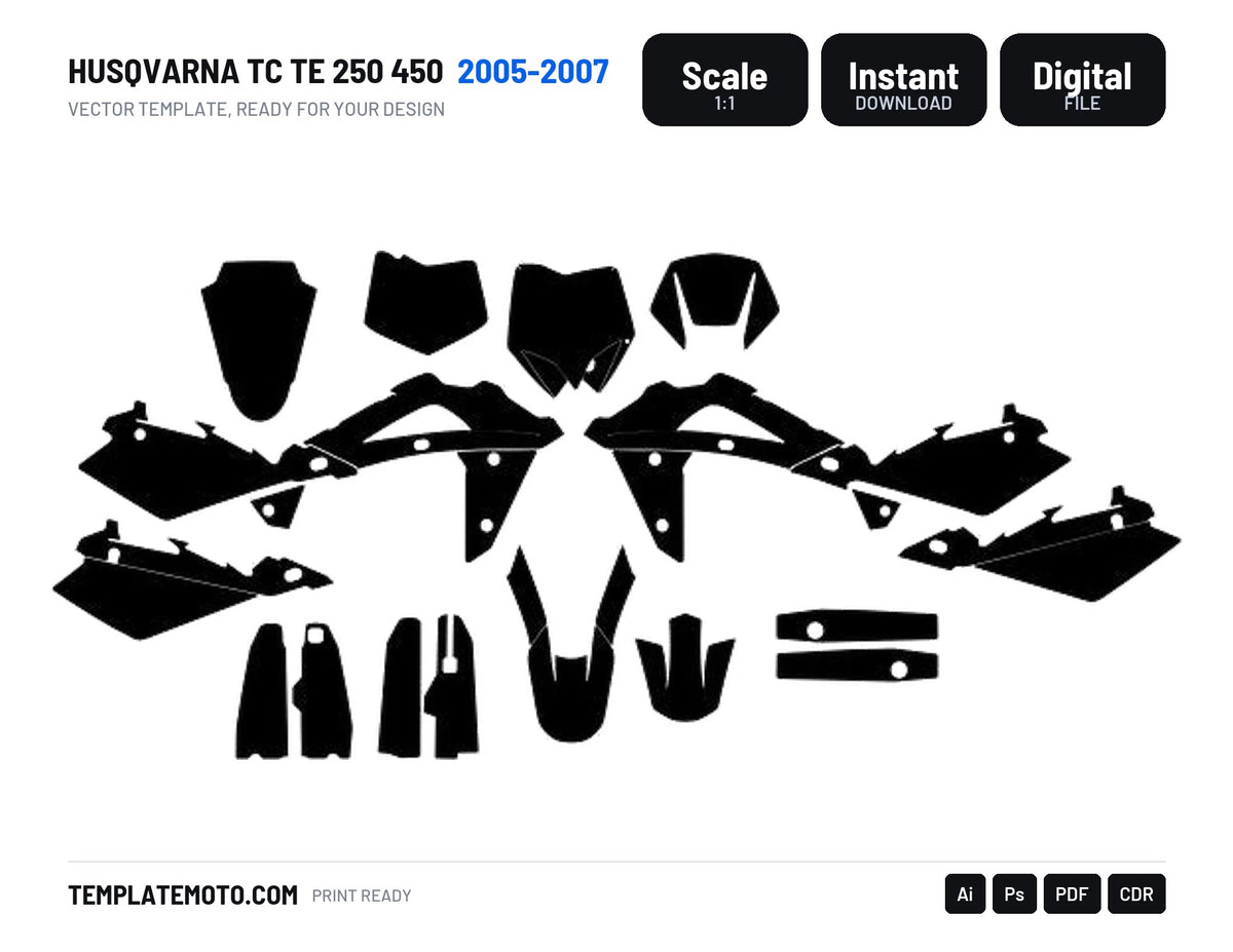 HUSQVARNA TC TE 250 450 2005-2007 template vector