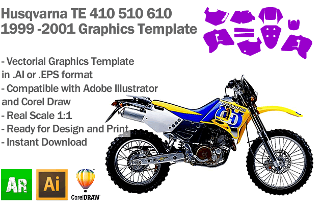 Husqvarna TE 410 510 610 1999 2000 2001 Graphics Template