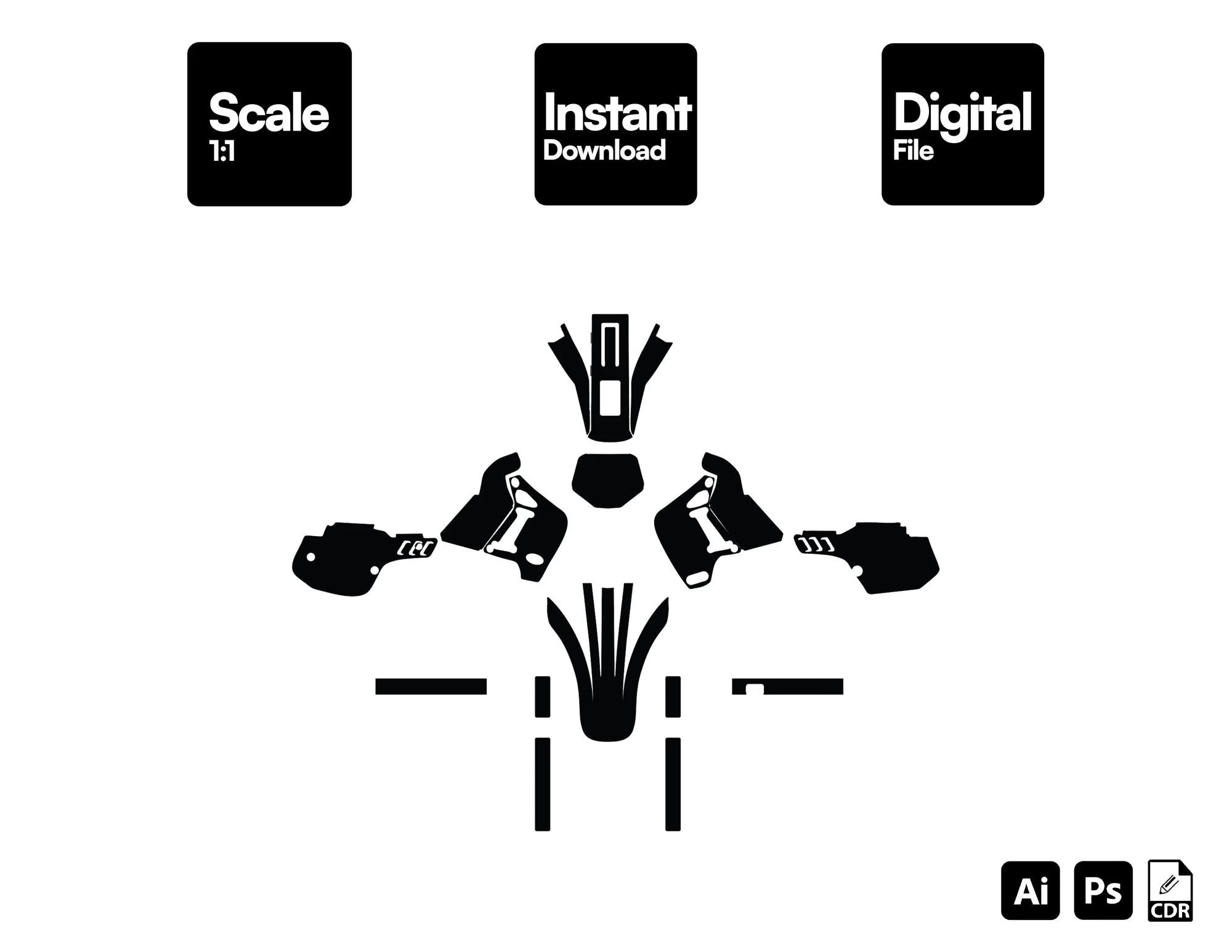 Kawasaki 200 KDX (1989-1994) Graphics template vector
