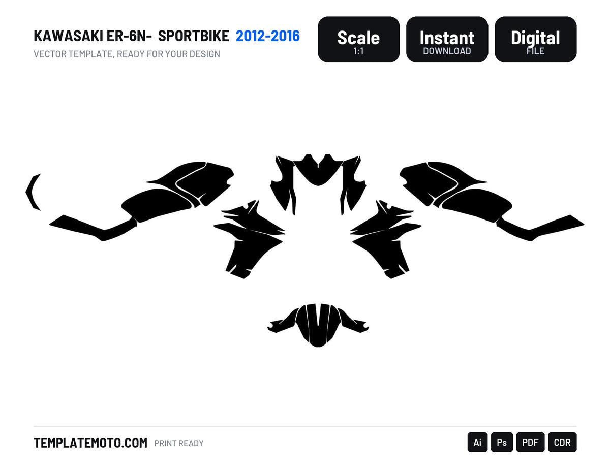 Kawasaki ER-6N-2012-2016 Sportbike Template Graphics