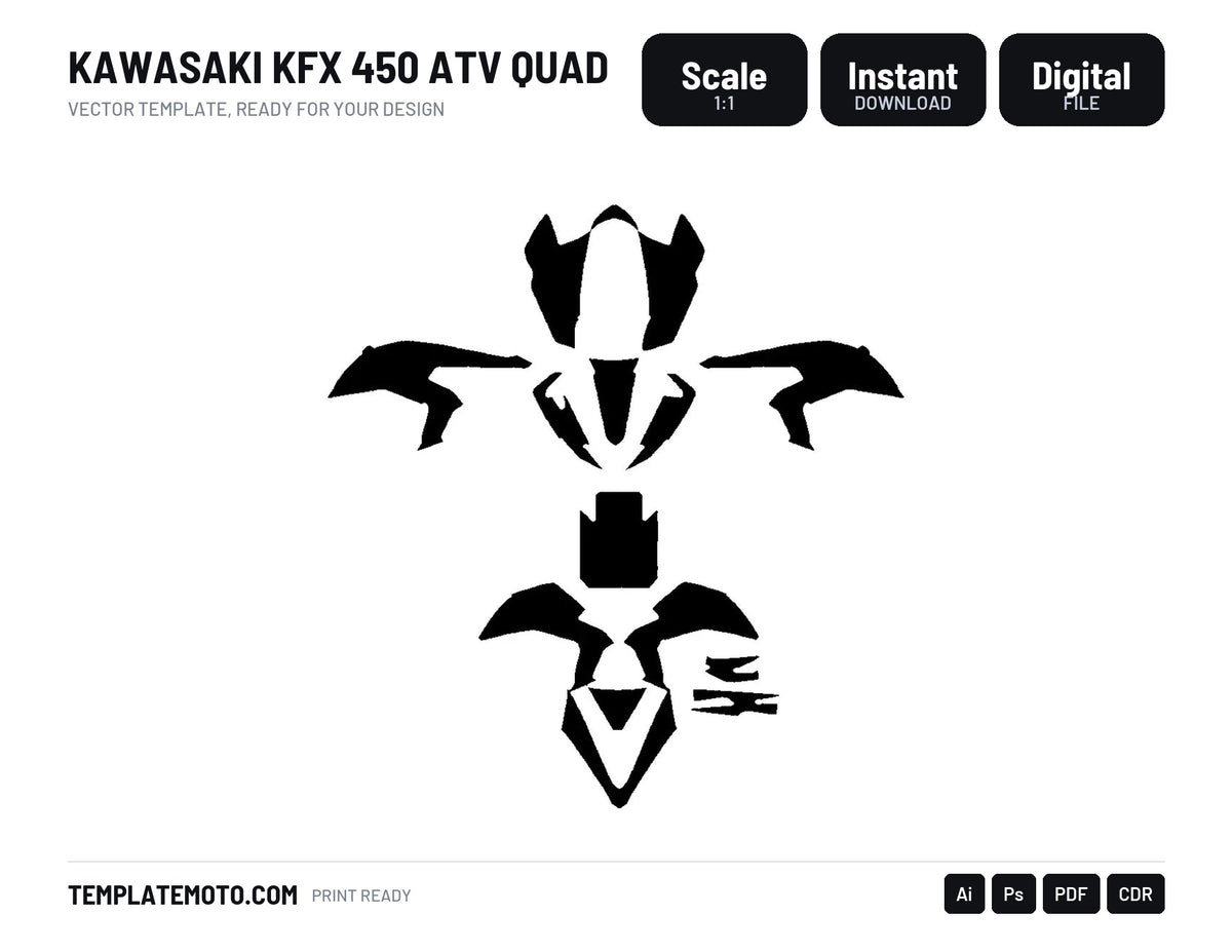 Kawasaki KFX 450 ATV Quad Graphics Template