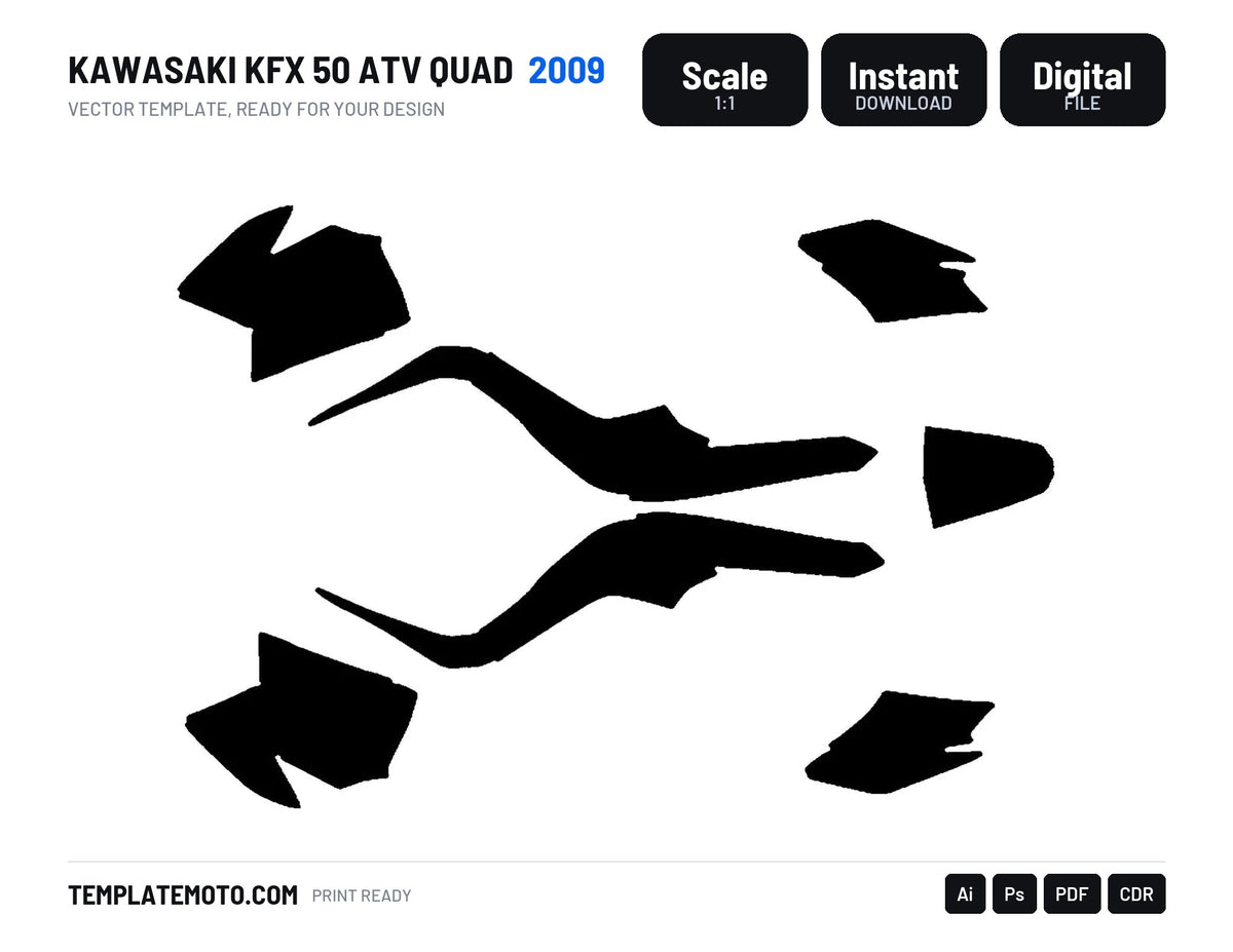 Kawasaki KFX 50 ATV Quad 2009 Graphics Template