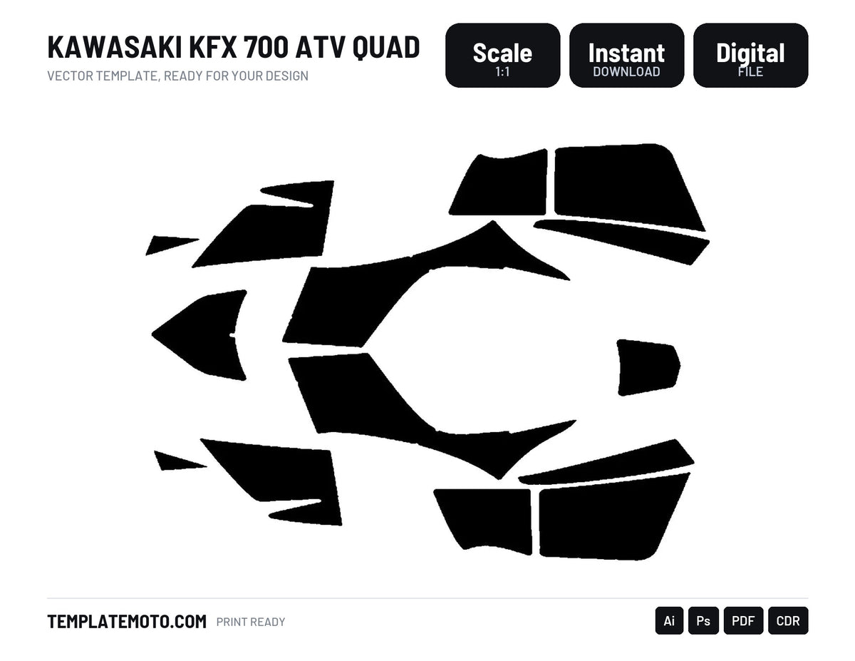 Kawasaki KFX 700 ATV Quad Graphics Template