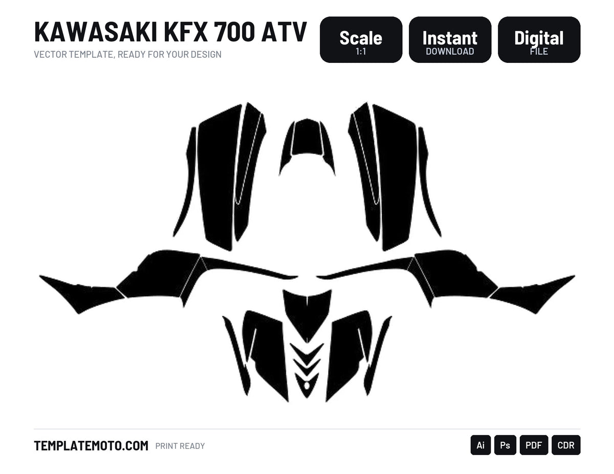 KAWASAKI KFX 700 ATV Graphics Template Vector