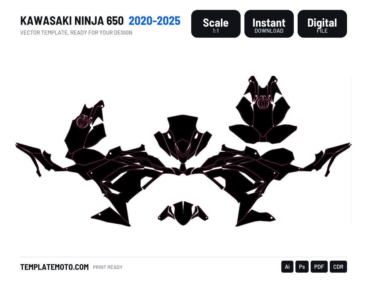 Kawasaki Ninja 650 2020-2025 Template Graphics