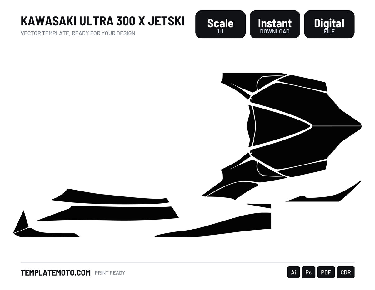 KAWASAKI ULTRA 300 X Jetski Graphics Template Vector