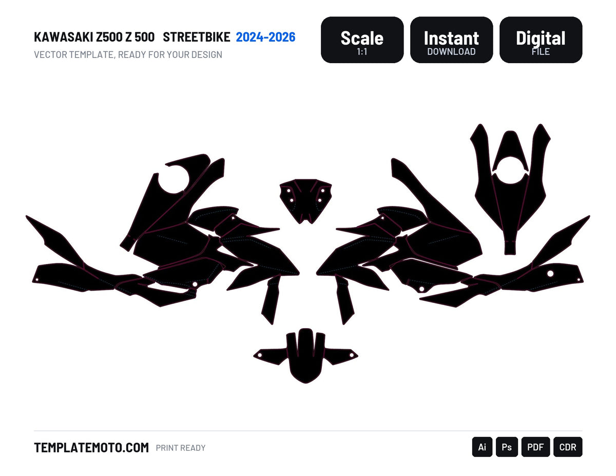 KAWASAKI Z500 Z 500 2024-2026 Streetbike Graphics Template Vector
