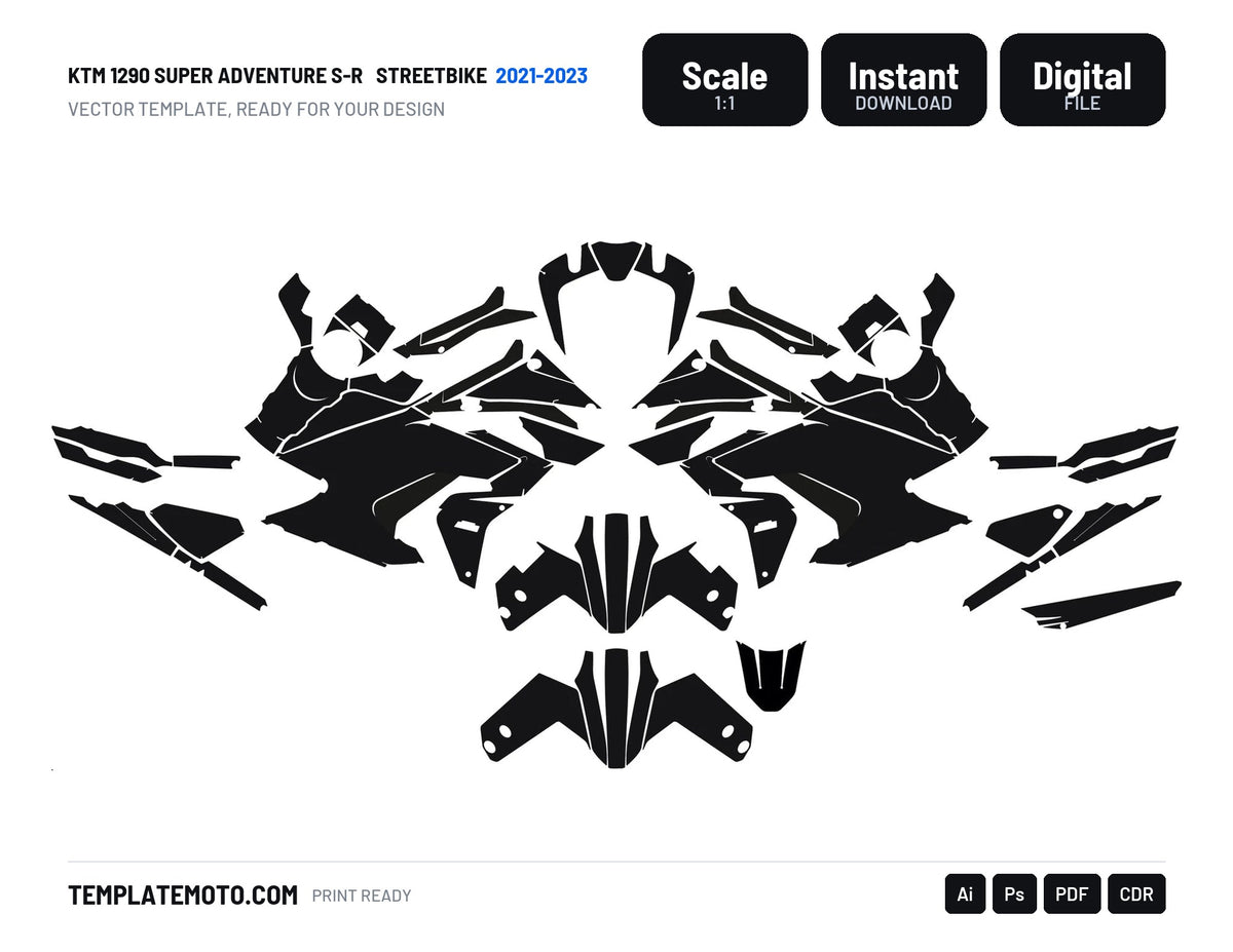 KTM 1290 SUPER ADVENTURE S-R 2021-2023 Streetbike Graphics Template Vector