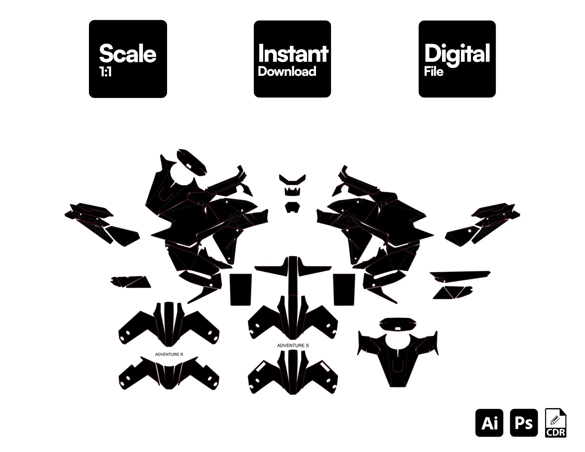 KTM 1390 SUPER ADVENTURE S R 2026 Trail Template Graphics Vector