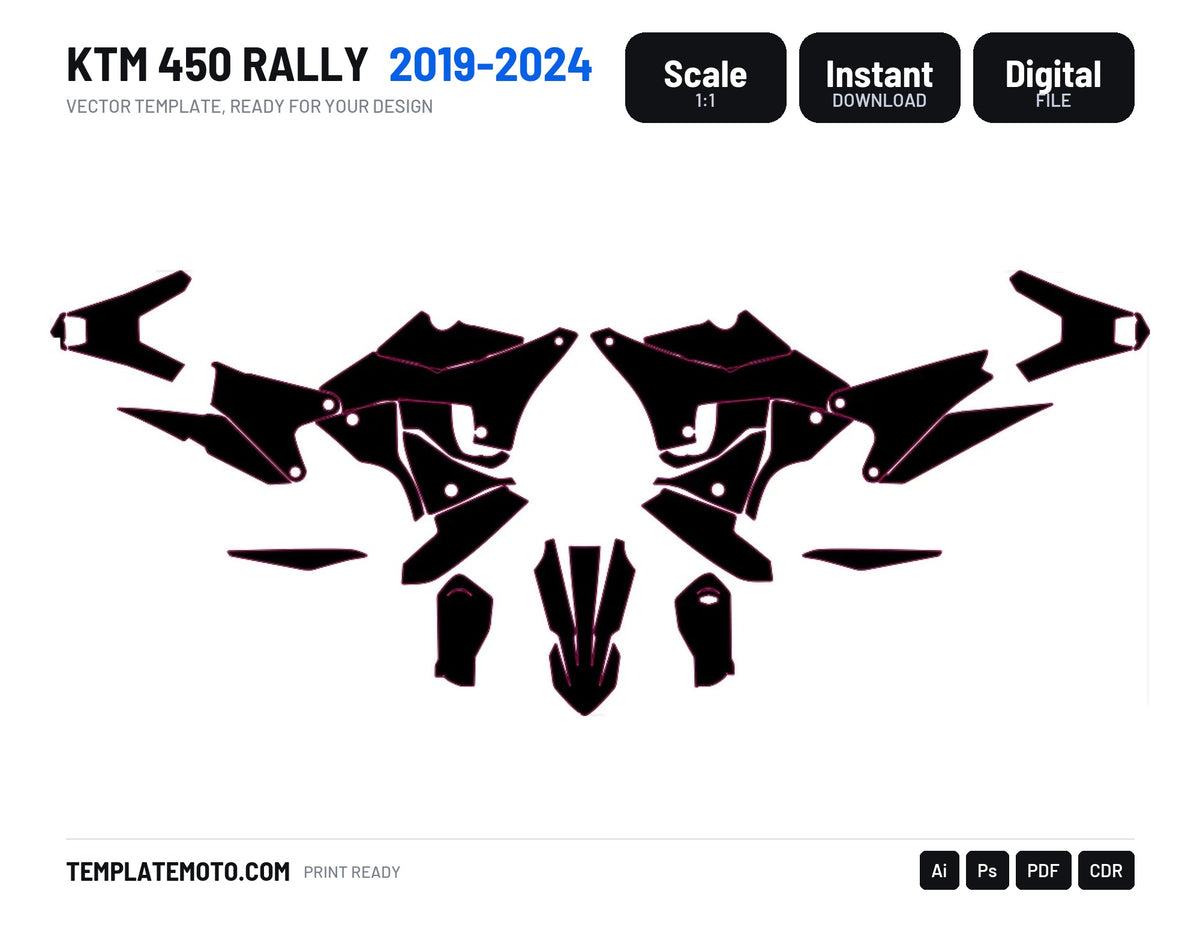 KTM 450 RALLY 2019-2024 Template vector graphics