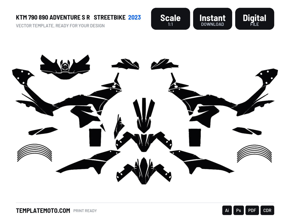 KTM 790 890 ADVENTURE S R 2023 Streetbike Graphics Template Vector