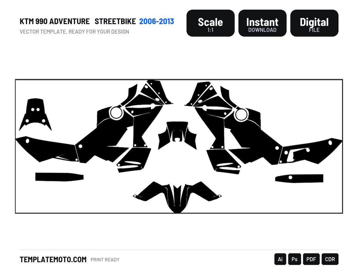 KTM 990 ADVENTURE 2006-2013 Streetbike Graphics Template Vector