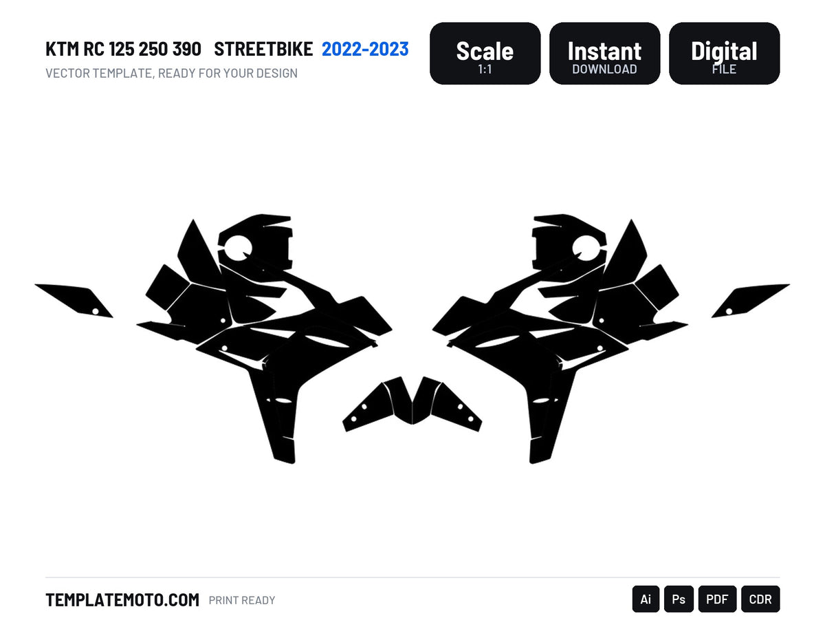 KTM RC 125 250 390 2022-2023 Streetbike Graphics Template Vector
