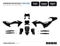 KTM SX SXF XCF EXC EXC-F 2023-2025 graphics template, scale 1:1 vector file, SX and EXC variants