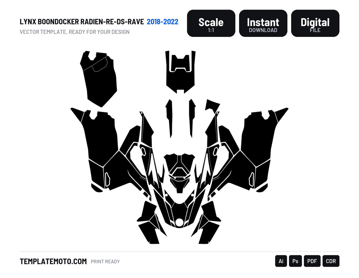 LYNX BOONDOCKER RADIEN-RE-DS-RAVE 2018-2022 Template vector graphics, scale 1:1 vector file