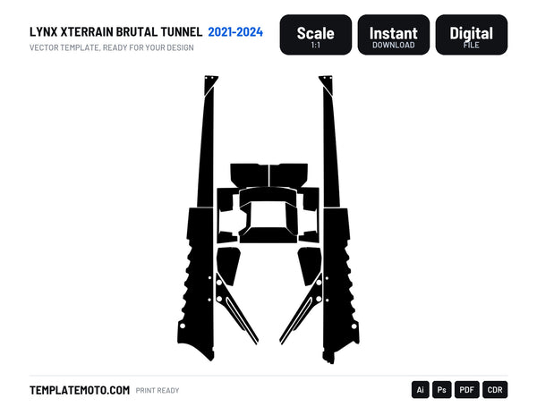 LYNX XTERRAIN BRUTAL TUNNEL 2021-2024 Snowmobile Graphics Template Vec